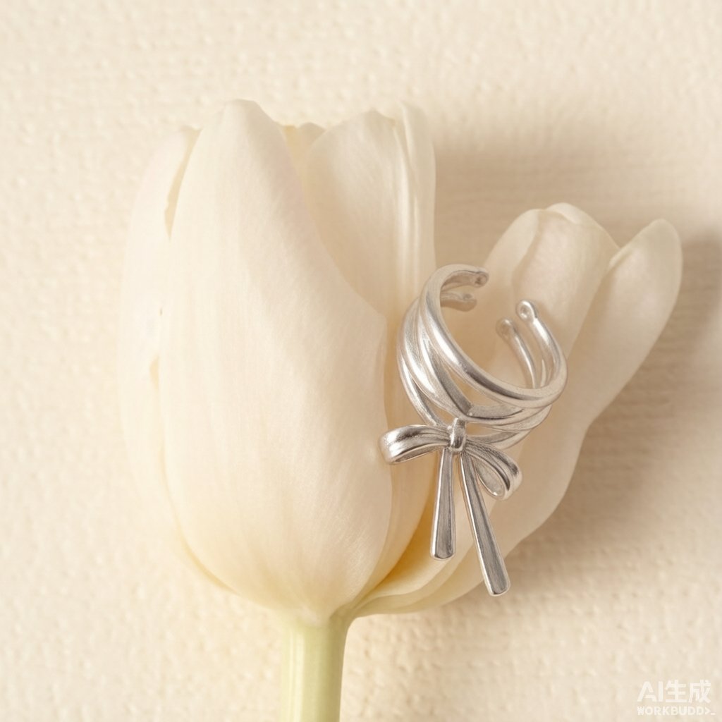 Bow Ribbon Ring with tulip